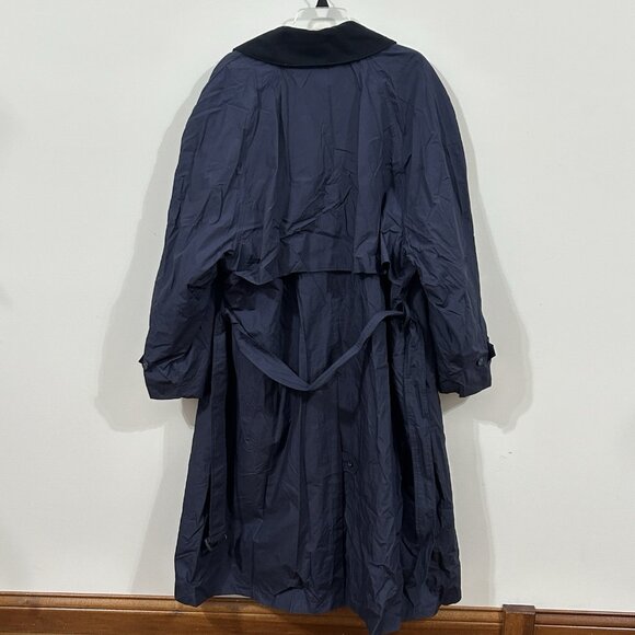 Vintage London Fog Navy Double-Breasted Trench Coat Belt Lined Overcoat Size 44 - Picture 7 of 13